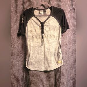 Harley-Davidson Lace-Up Gray and Black Top